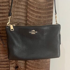 Coach Pebbled Black Leather Crossbody Bag